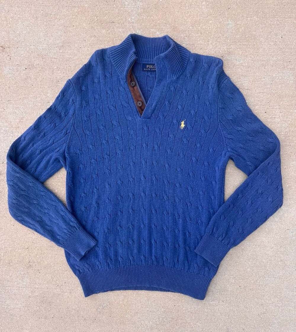 Rare Vintage 90’s Polo Ralph Lauren Festive Cable Knit Sweater 100% Tussah Silk